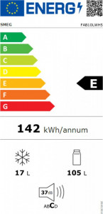 Frigider, retro, 50's Style, 97 cm, 105/17 l, alb, balamale în stânga, Smeg FAB10LWH5