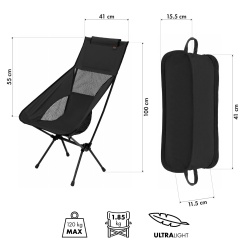 Scaun pliabil camping Nils Camp NC3321 ULTRA LIGHT, Negru - Img 5