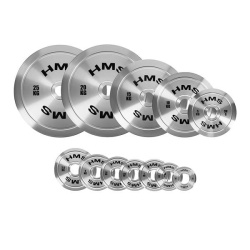 TOS SET CALIBRATED STEEL OLYMPIC PLATES 2 x 10 - 25 KG (140 KG) HMS - Img 7