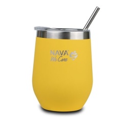 Cana termoizolanta cu pai Nava 360ml galben - Img 1