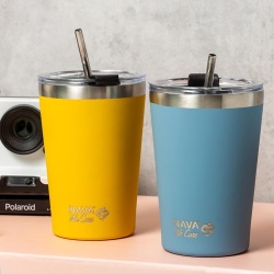 Cana termoizolanta cu pai Nava 450ml albastru - Img 5