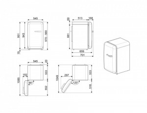 Frigider, retro, 50's Style, 97 cm, 105/17 l, alb, balamale în stânga, Smeg FAB10LWH5