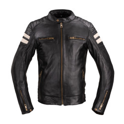 Geaca Moto Barbati Piele W-TEC Stripe Negru/Crem - Img 1