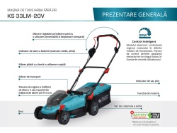 Mașină de tuns iarba fără fir - 330mm, 30l - Konner & Sohnen - KS 33LM-20V - Img 2
