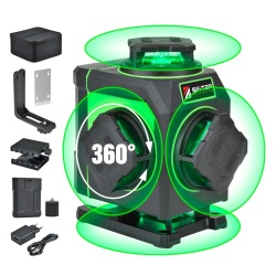 Nivela Laser Verde 4x360°, capuri laser rotative, raza de actiune 20m - Beiter TED-4DT - Img 2