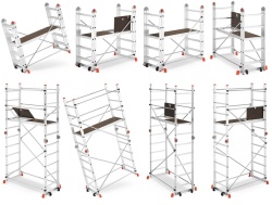 Schela aluminiu mobila cu doua scari pliabile 2x5 trepte, inaltime de lucru 3,9m, platforma 1,35x0,45(m), max. 150kg - CNO-SME-ACRO4M - Img 4