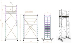 Schela mobila aluminiu telescopica 2x3(m), inaltime lucru 6 metri, o platforma 1,6x0,6(m), max 200kg/mp - CNO-SME-MEGA6 - Img 2