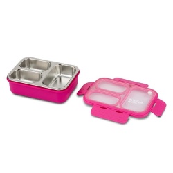 Recipient dreptunghiular pentru alimente Bento din otel inoxidabil We Care, magenta 800ml - Img 2