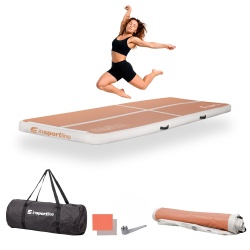 Saltea gimnastica gonflabila inSPORTline Airstunt 400 x 100 x 10 cm, Mocha Mousse