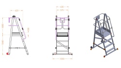 Scara industriala rabatabila (pliabila) din aluminiu cu 3 trepte si platforma h=104cm, inaltime de lucru 3m - CNO-SME-FWPL13 - Img 2