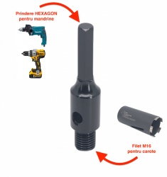 Adaptor carote M16 pentru utilizare la masini cu prindere Hexagonala sau mandrina cu bacuri +AC0- DXDY.117.HEX - Img 4