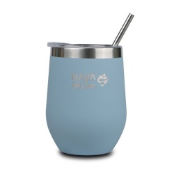 Cana termoizolanta cu pai Nava 360ml albastru - Img 1