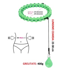 Cerc Hula Hoop cu Greutate HMS HHW01, Verde - Img 12