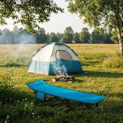 Pat pliabil camping Nils Camp NC2701 190 cm, Albastru - Img 2