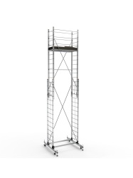 Schela mobila aluminiu telescopica 2x4(m), inaltime lucru 8 metri, o platforma 1,6x0,6(m), max 200kg/mp - CNO-SME-MEGA8