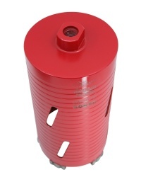 Carota diamantata Super PREMIUM ø102mm x 180mm x M16 pentru gaurire Beton armat, Zidarie, Granit - DXQZ.REDCORE.102 - Img 6