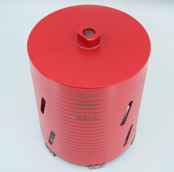 Carota diamantata Super PREMIUM ø162mm x 180mm x M16 pentru gaurire Beton armat, Zidarie, Granit - DXQZ.REDCORE.162 - Img 2