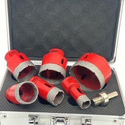 Set carote diamantate pt. gresie portelanata & piatra - diam. 20, 28, 35, 43, 50, 68mm Profesional Standard - DXDY.REDrill.BigSet - Img 2