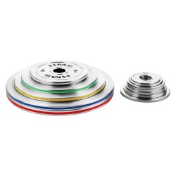 TOS SET CALIBRATED STEEL OLYMPIC PLATES 2 x 10 - 25 KG (140 KG) HMS - Img 8
