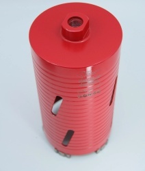 Carota diamantata Super PREMIUM ø102mm x 180mm x M16 pentru gaurire Beton armat, Zidarie, Granit - DXQZ.REDCORE.102 - Img 2