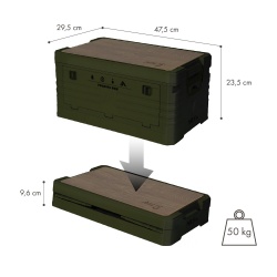 Cutie pliabila camping 2in1 HMS NCB4002, 50 l, Verde - Img 2