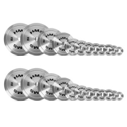TOS SET CALIBRATED STEEL OLYMPIC PLATES 2 x 10 - 25 KG (140 KG) HMS - Img 1
