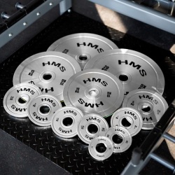 TOS SET CALIBRATED STEEL OLYMPIC PLATES 2 x 10 - 25 KG (140 KG) HMS - Img 2