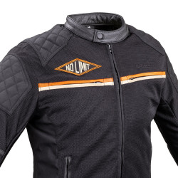 Geaca Moto Barbati W-TEC 2Stripe Negru/Bej/Orange - Img 4