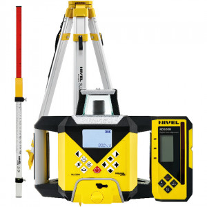Pachet nivelă laser rotativă Nivel System NL720R Digital, cu senzor digital RD500G, pantă manuală X și Y, autoaliniere, trepied SJJ1, stadie LS24