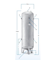 Rezervor de aer vertical galvanizat / zincat - 900 litri, max. 11 bari - ABAC-V900-11B-ZINC - Img 2