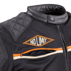Geaca Moto Barbati W-TEC 2Stripe Negru/Bej/Orange - Img 5