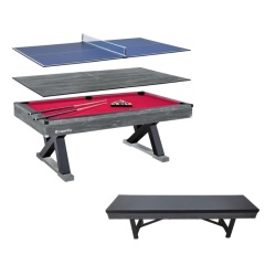 Masa biliard 3-in-1 inSPORTline Residento cu banca inclusa - lemn închis