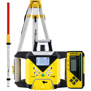 Nivelă laser rotativă cu fascicul verde Nivel System NL740G Digital, cu senzor digital RD500G, pantă digitală pe axul X și Y, autoaliniere, telecomandă, trepied SJJ1, stadie LS24
