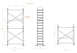Schela aluminiu mobila 2x2(m), inaltime de lucru 4,7m, platforma 1,6x0,45(m), max. 150kg - CNO-SME-ADDY5M - Img 4
