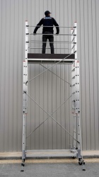 Schela mobila aluminiu telescopica 2x3,5(m), inaltime lucru 7 metri, o platforma 1,6x0,6(m), max 200kg/mp - CNO-SME-MEGA7 - Img 3