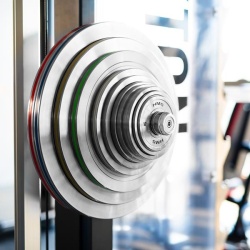 TOS SET CALIBRATED STEEL OLYMPIC PLATES 2 x 10 - 25 KG (140 KG) HMS - Img 5