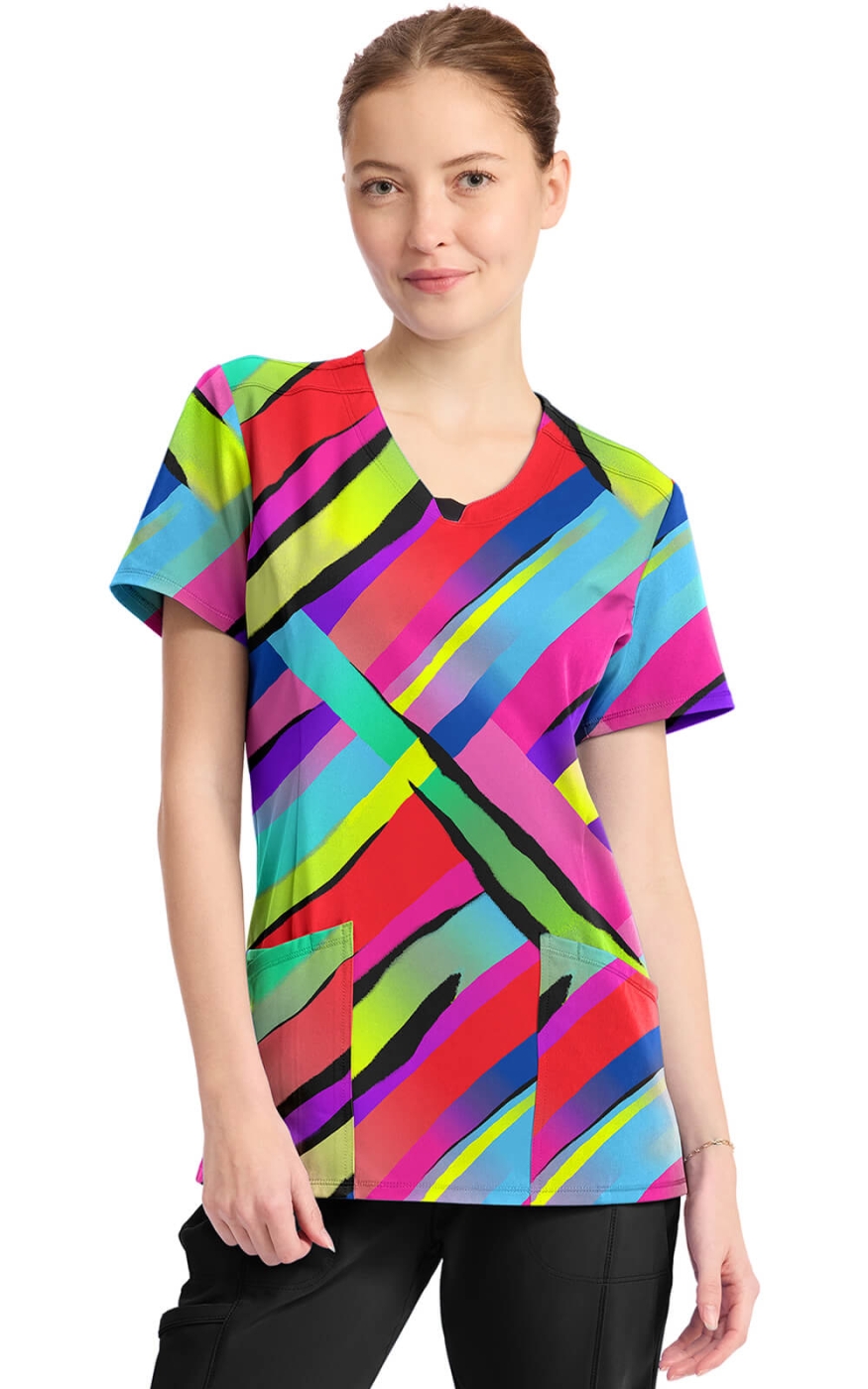 Bluză Medicală Cherokee - Infinity | Color Block Stripe