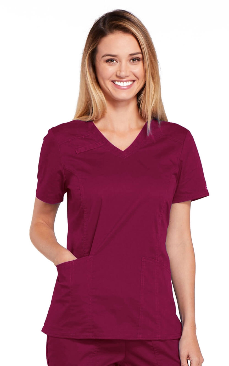 Halat Medical Cambrat pentru Femei Wine | Cherokee WorkWear Core Stretch