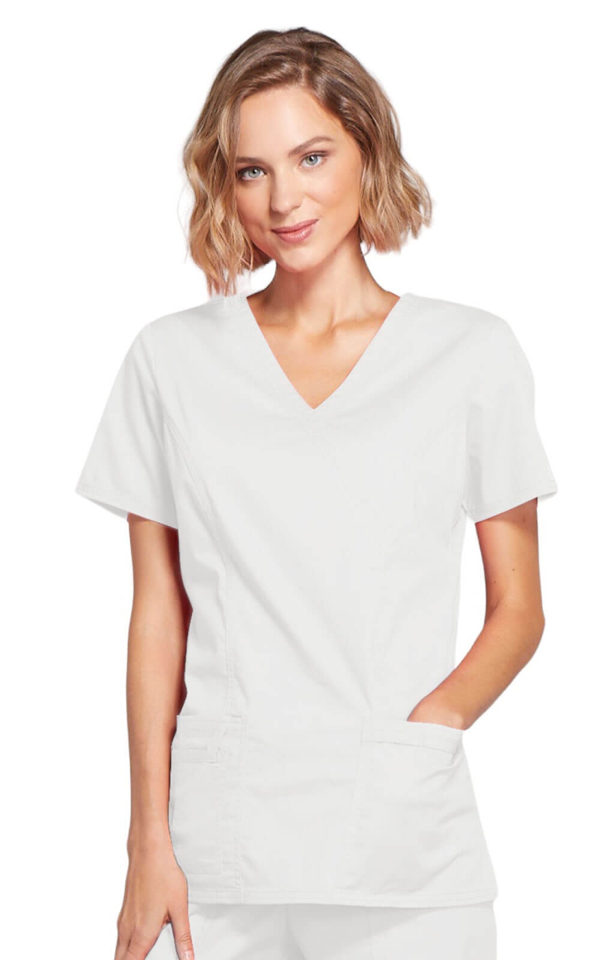 Halat Medical - Cherokee WorkWear - Mock Wrap Core Stretch | Alb
