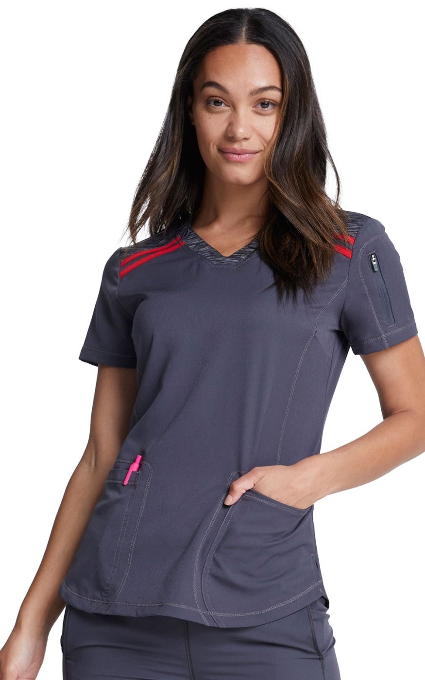 Halat Medical pentru Femei Dynamix - Pewter/Red | Dickies
