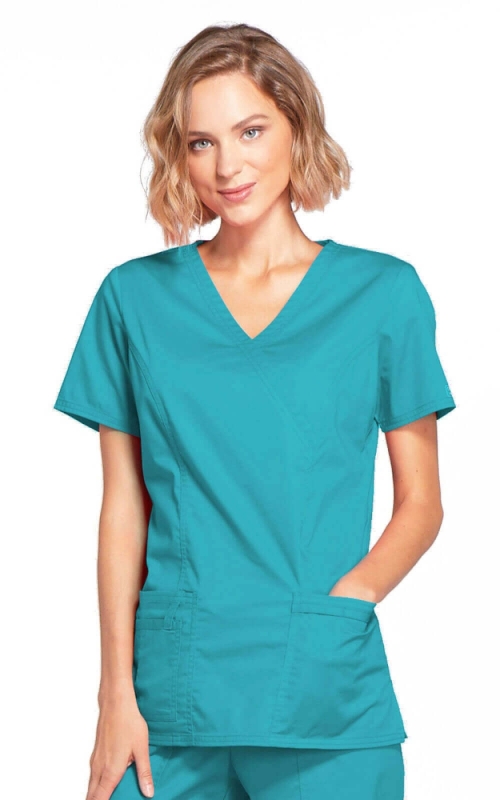 Halat Medical - Cherokee WorkWear - Mock Wrap Core Stretch | Teal Blue