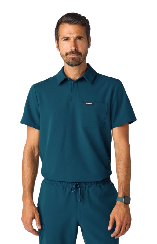Halat Medical Jaanuu Polo UltraLAST cu Barieră Fluidă – Calderon | Caribbean Blue