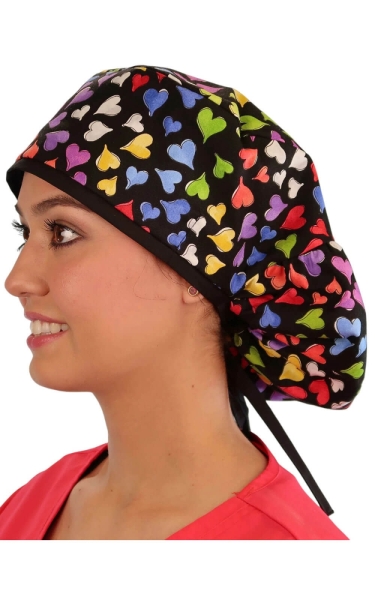 Boneta Chirurgicala pentru Par Lung Playful Hearts with Black Ties - Img 2