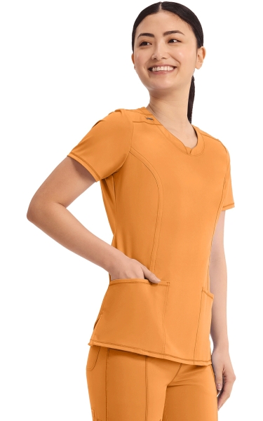 Halat Medical Antimicrobian Cherokee PROTX2® cu Decolteu Rotund - Infinity | Orange Sunrise - Img 4
