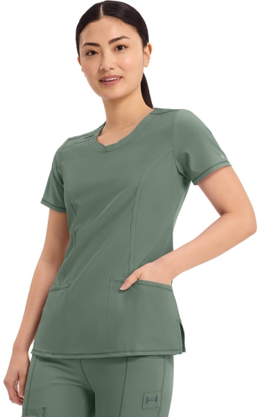 Halat Medical Antimicrobian Cherokee PROTX2® cu Decolteu Rotund - Infinity | Olive - Img 3