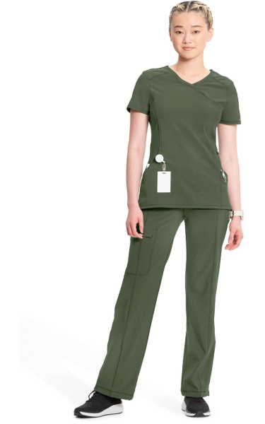 Halat medical antimicrobian Cherokee PROTX2® Mock Wrap - Infinity | Olive - Img 2