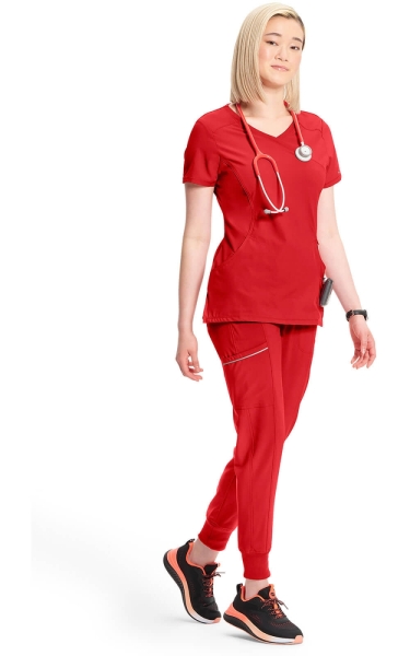 Halat medical antimicrobian Cherokee PROTX2® Mock Wrap - Infinity | Red - Img 2