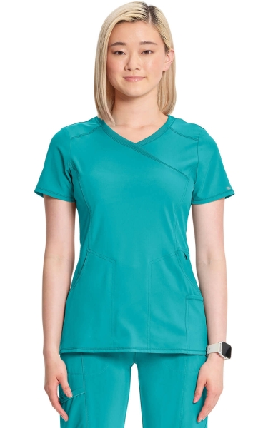 Halat medical antimicrobian Cherokee PROTX2® Mock Wrap - Infinity | Teal Blue - Img 1