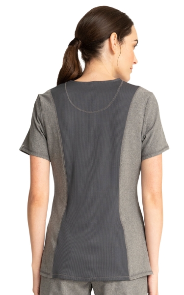 Halat Medical Cambrat cu Decolteu în V - Heather Grey | Infinity - Img 2