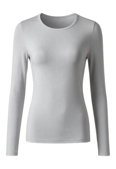 Bluză cu Mânecă Lungă Koi Happiness - Tender Tee | Soft Grey - Img 1